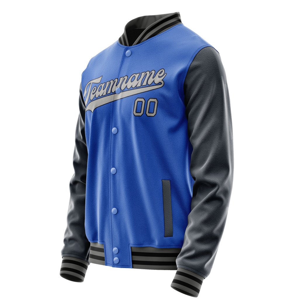 Personalized Sky & Blue Navy Solid Color Varsity Letterman Jacket
