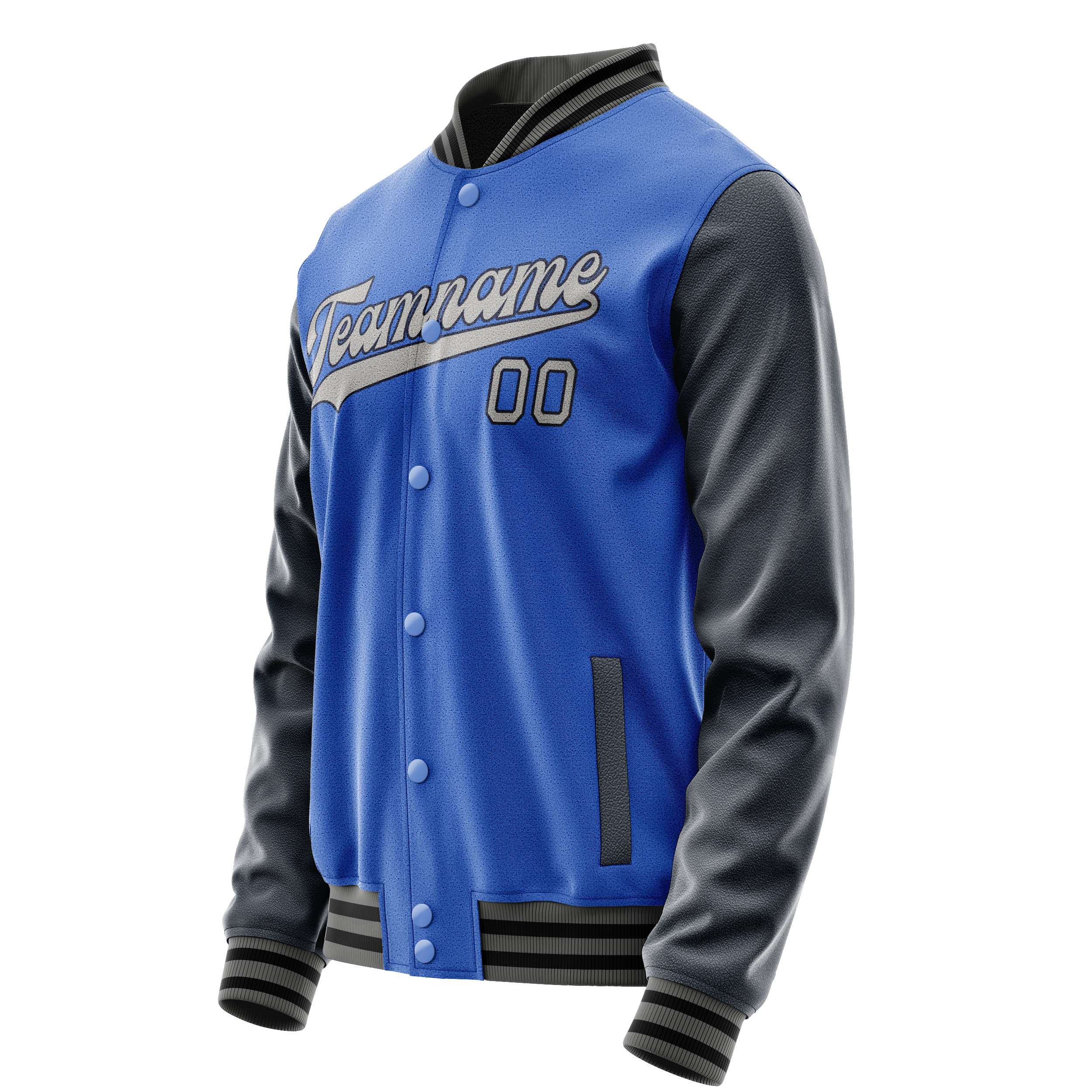 Personalized Sky & Blue Navy Solid Color Varsity Letterman Jacket