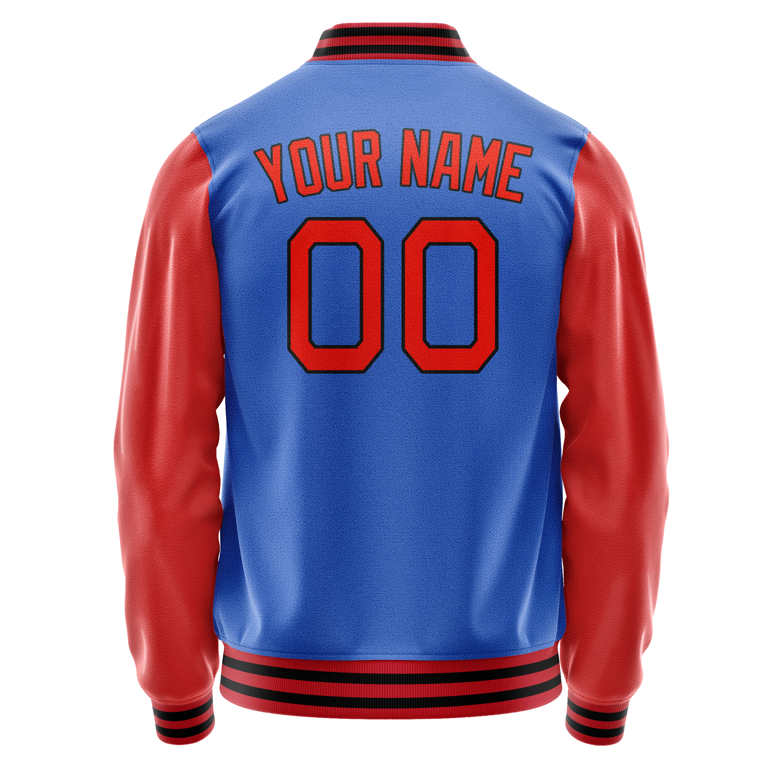 Personalized Sky & Blue Orange Solid Color Varsity Letterman Jacket