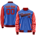 Personalized Sky & Blue Orange Solid Color Varsity Letterman Jacket