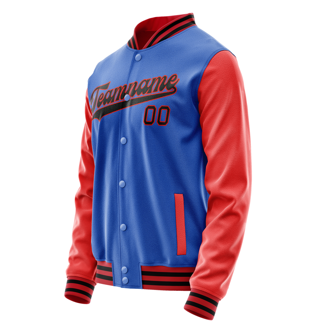 Personalized Sky & Blue Orange Solid Color Varsity Letterman Jacket