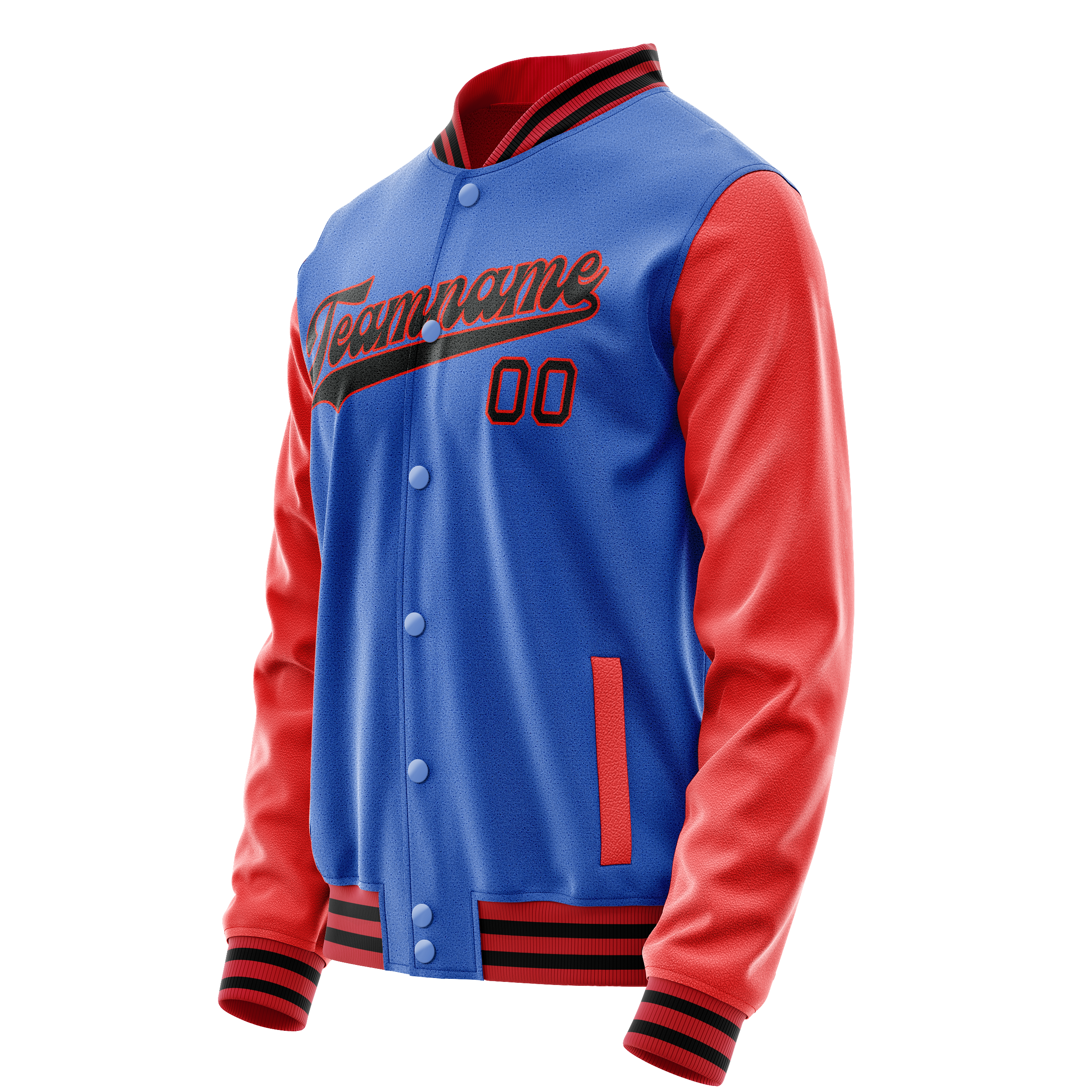 Personalized Sky & Blue Orange Solid Color Varsity Letterman Jacket