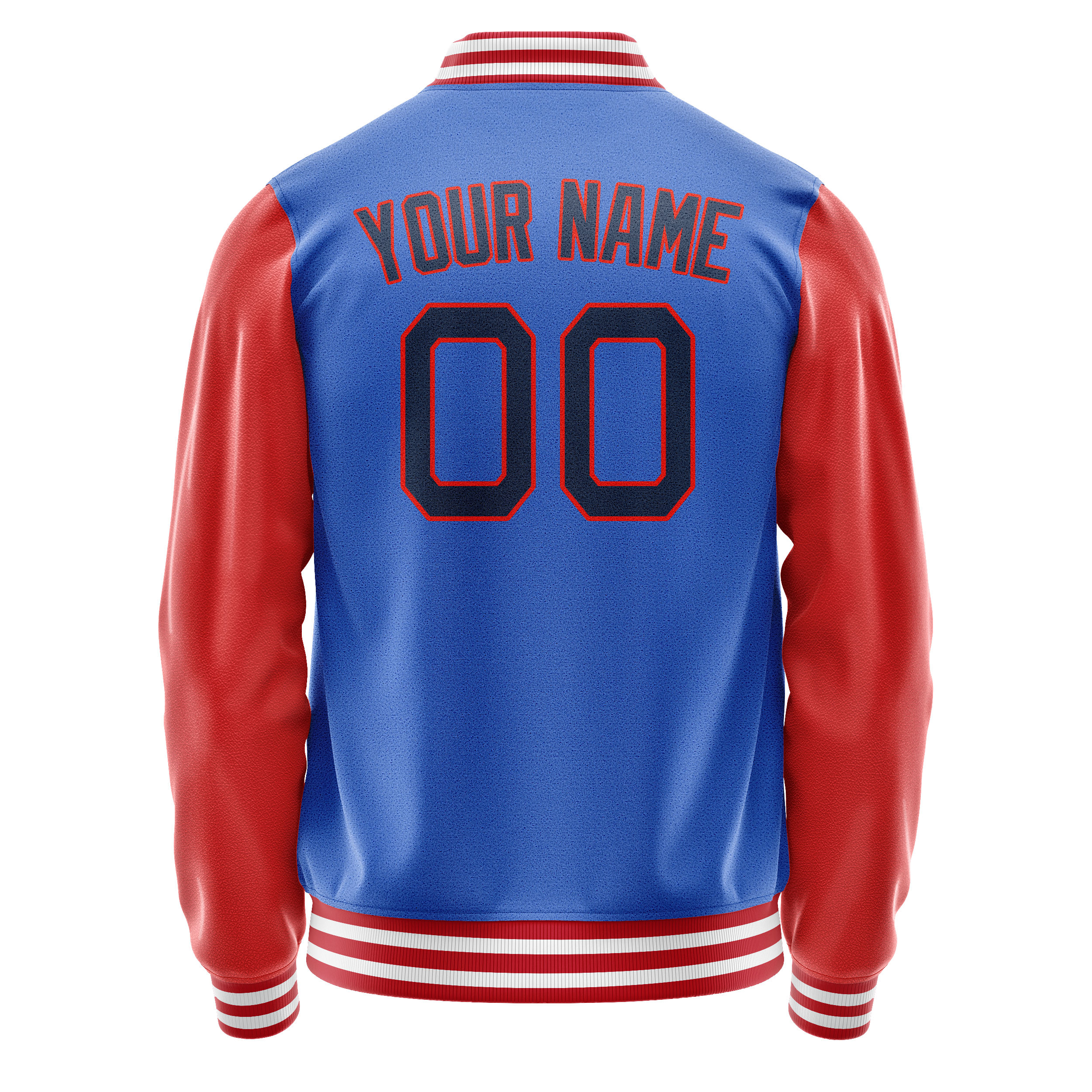 Personalized Sky & Blue Orange Solid Color Varsity Letterman Jacket