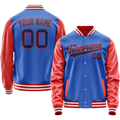 Personalized Sky & Blue Orange Solid Color Varsity Letterman Jacket