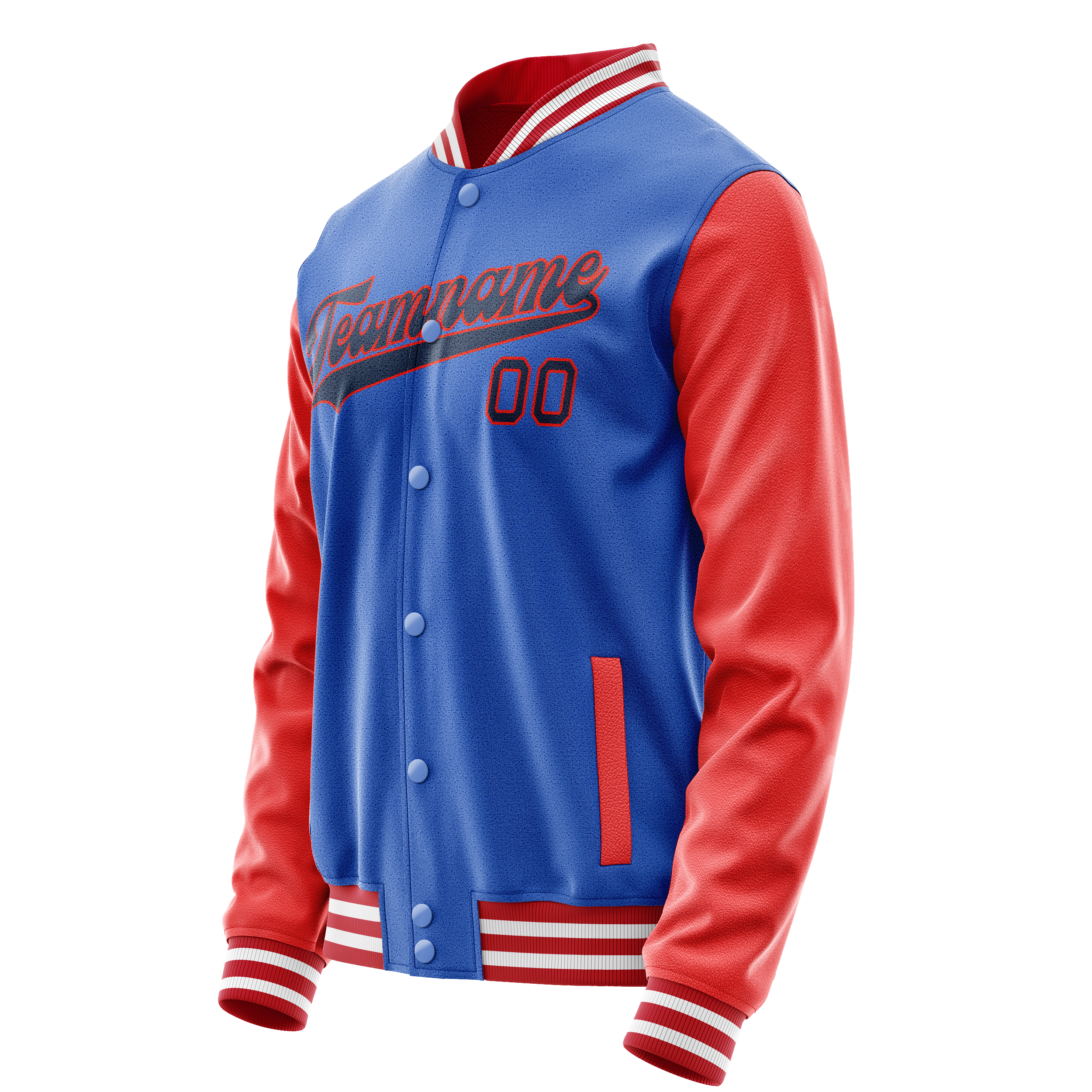 Personalized Sky & Blue Orange Solid Color Varsity Letterman Jacket