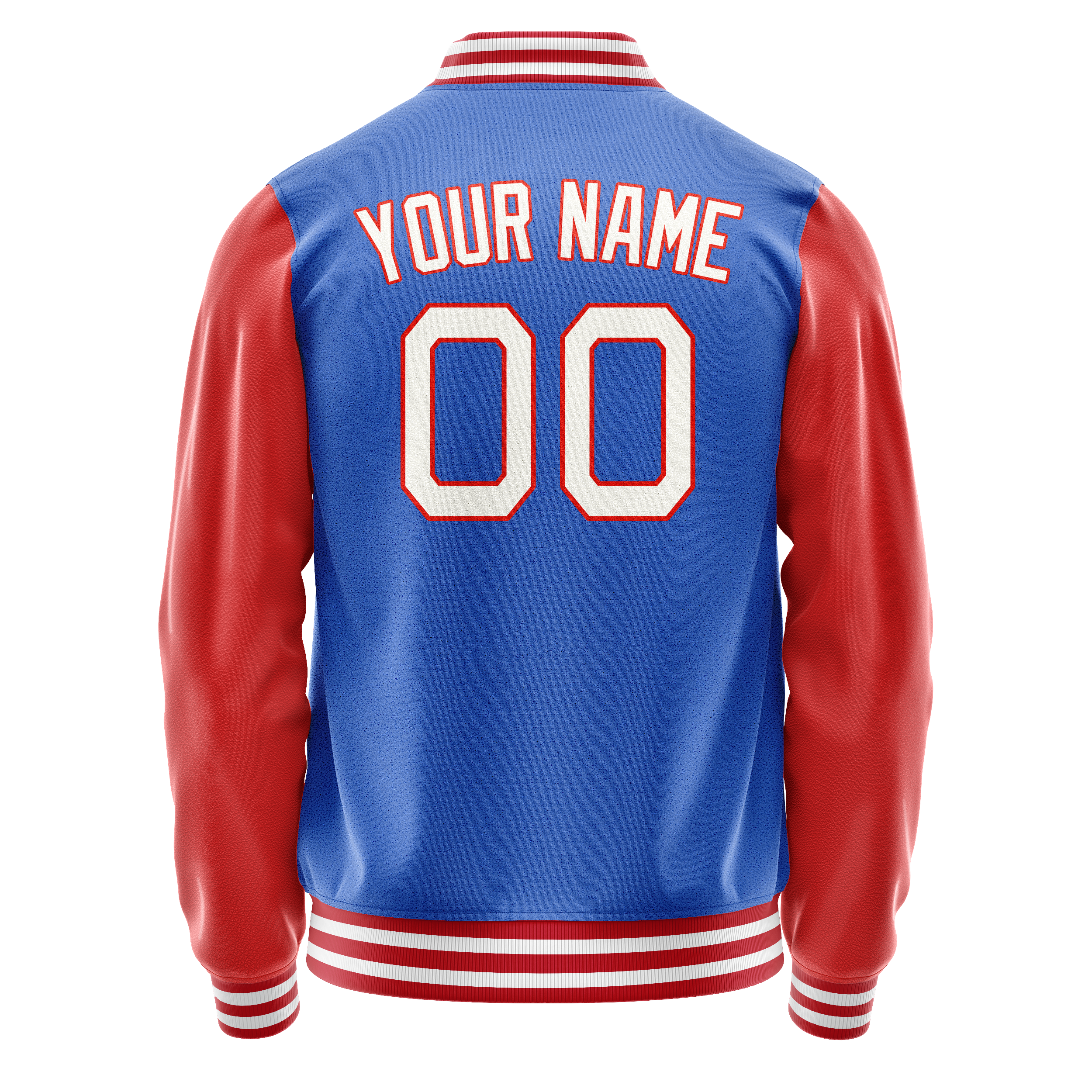 Personalized Sky & Blue Orange Solid Color Varsity Letterman Jacket
