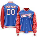 Personalized Sky & Blue Orange Solid Color Varsity Letterman Jacket