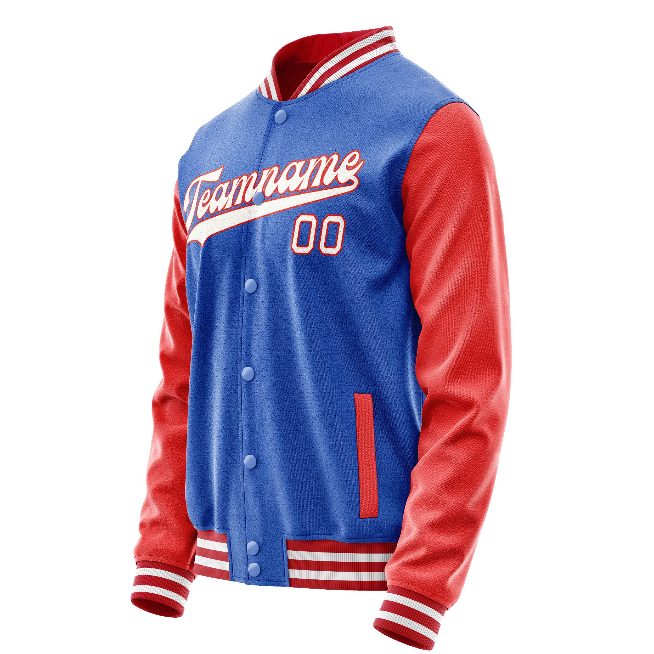 Personalized Sky & Blue Orange Solid Color Varsity Letterman Jacket