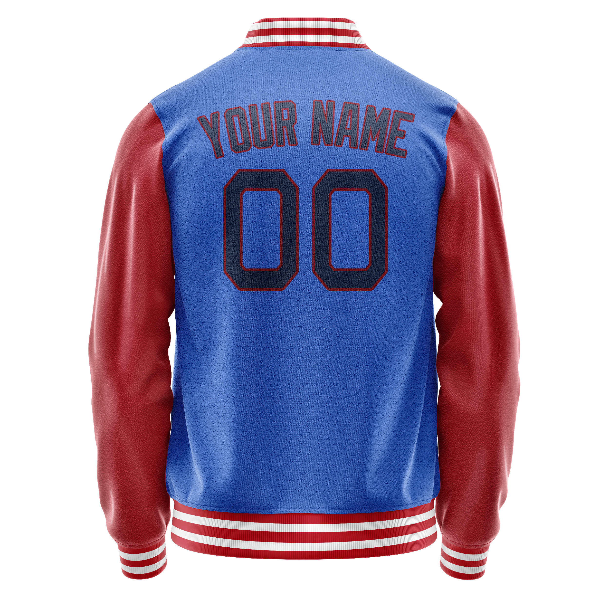 Personalized Sky & Blue Texas-Orange Solid Color Varsity Letterman Jacket