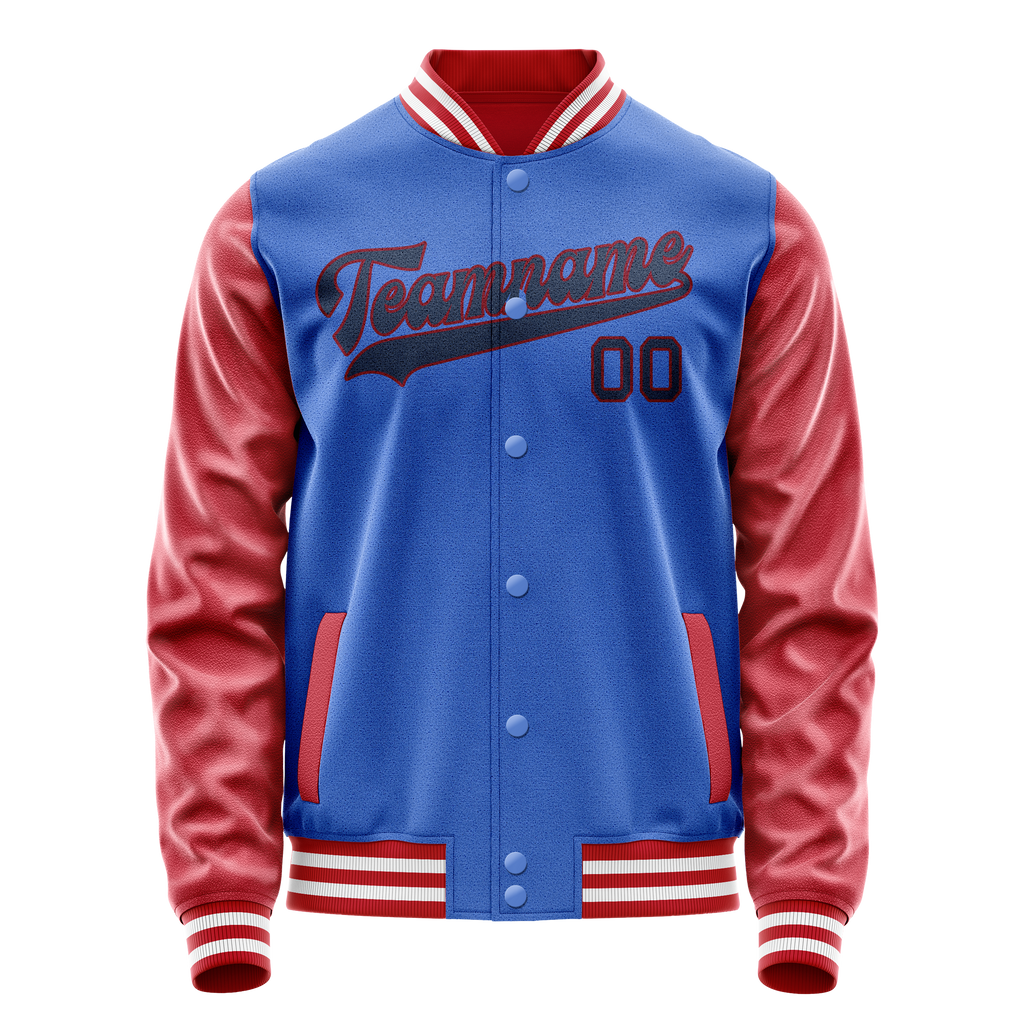 Personalized Sky & Blue Texas-Orange Solid Color Varsity Letterman Jacket