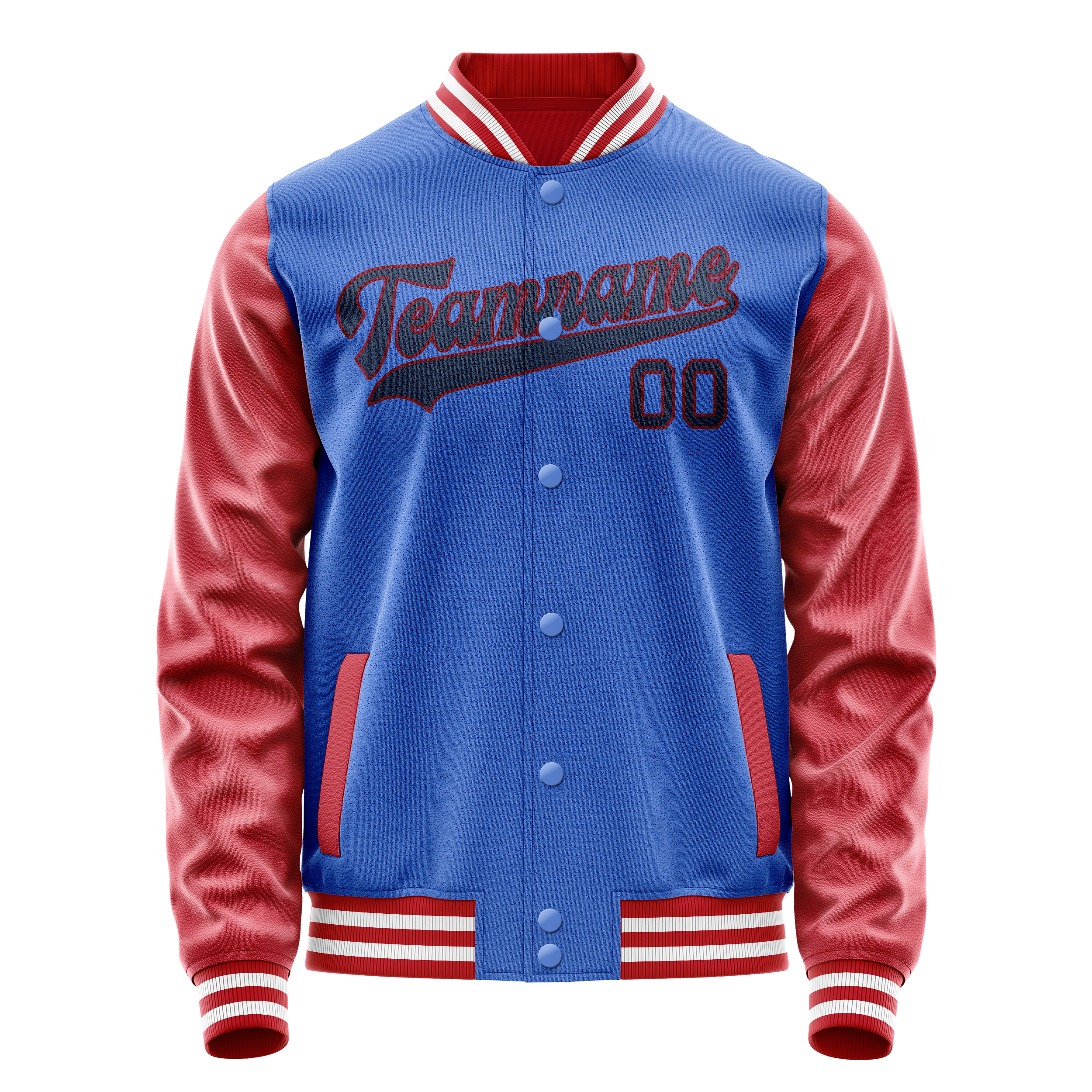 Personalized Sky & Blue Texas-Orange Solid Color Varsity Letterman Jacket