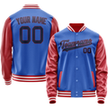 Personalized Sky & Blue Texas-Orange Solid Color Varsity Letterman Jacket