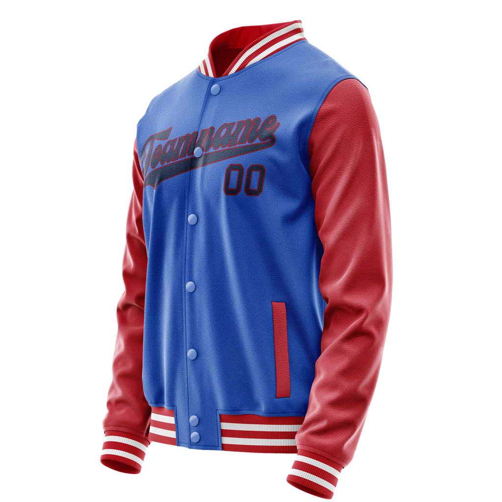 Personalized Sky & Blue Texas-Orange Solid Color Varsity Letterman Jacket