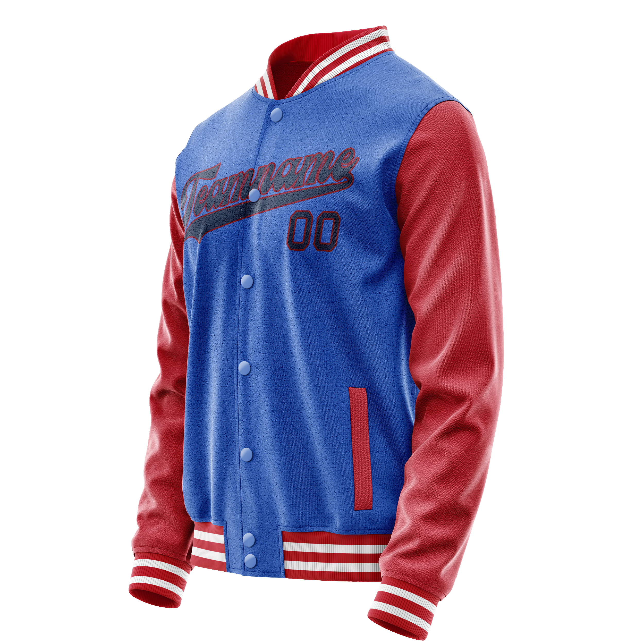 Personalized Sky & Blue Texas-Orange Solid Color Varsity Letterman Jacket