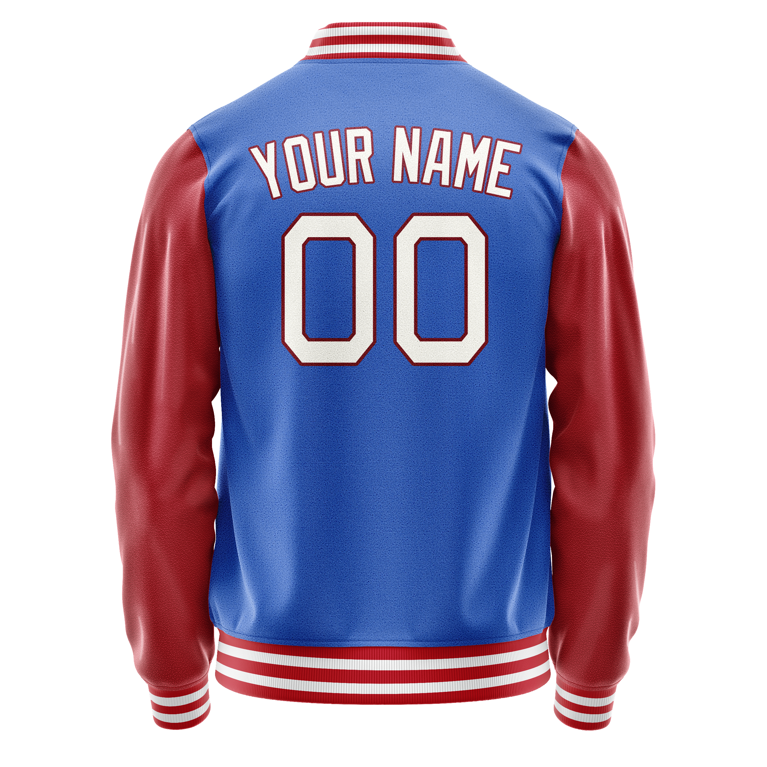 Personalized Sky & Blue Crimson Solid Color Varsity Letterman Jacket