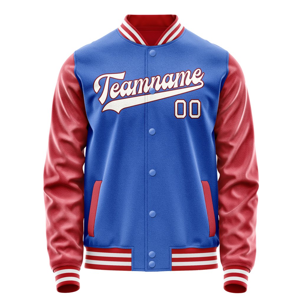 Personalized Sky & Blue Crimson Solid Color Varsity Letterman Jacket