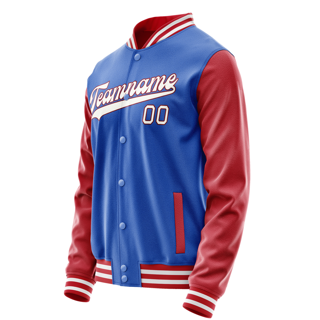 Personalized Sky & Blue Crimson Solid Color Varsity Letterman Jacket