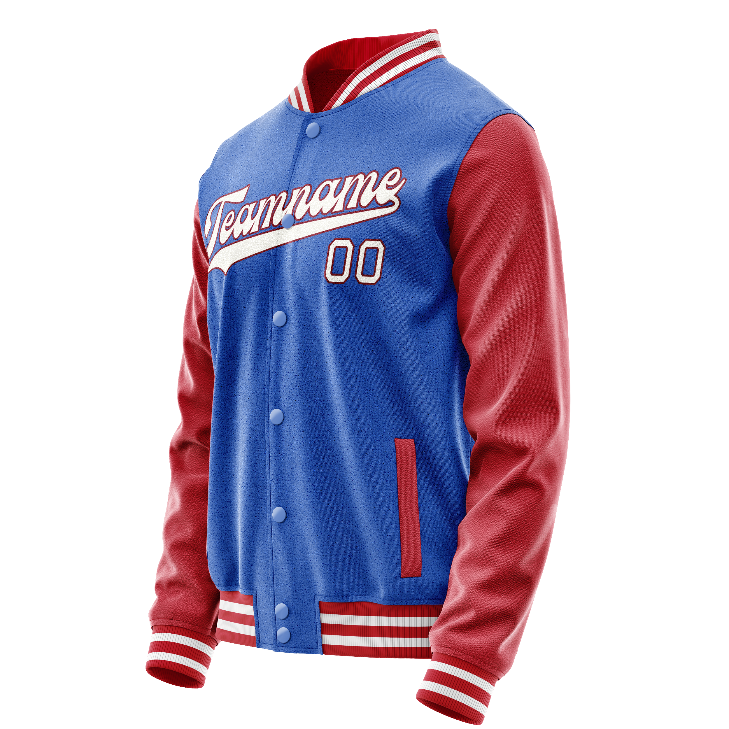 Personalized Sky & Blue Crimson Solid Color Varsity Letterman Jacket