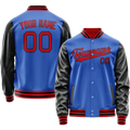 Personalized Sky & Blue Black Solid Color Varsity Letterman Jacket