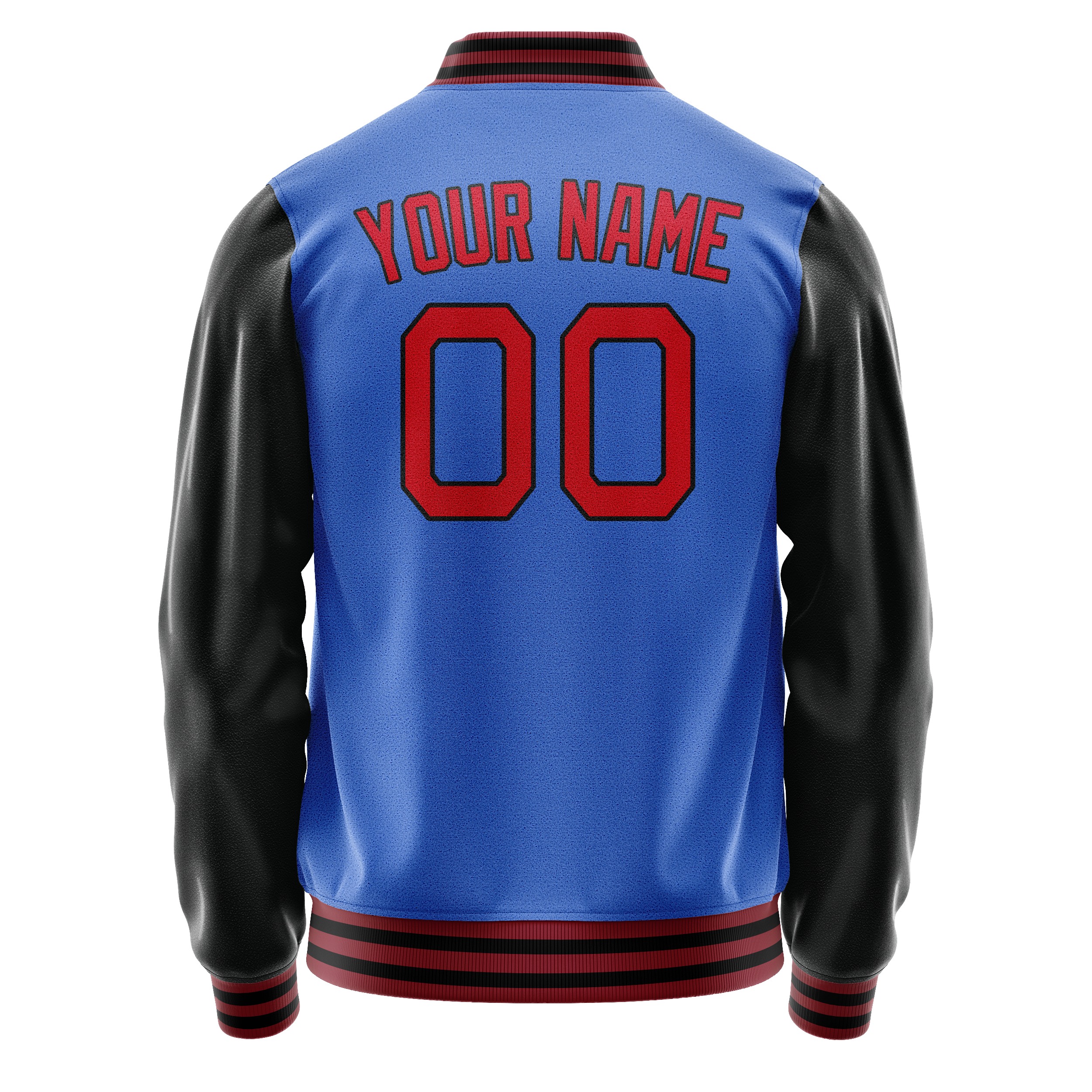 Personalized Sky & Blue Red Solid Color Varsity Letterman Jacket