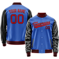 Personalized Sky & Blue Red Solid Color Varsity Letterman Jacket
