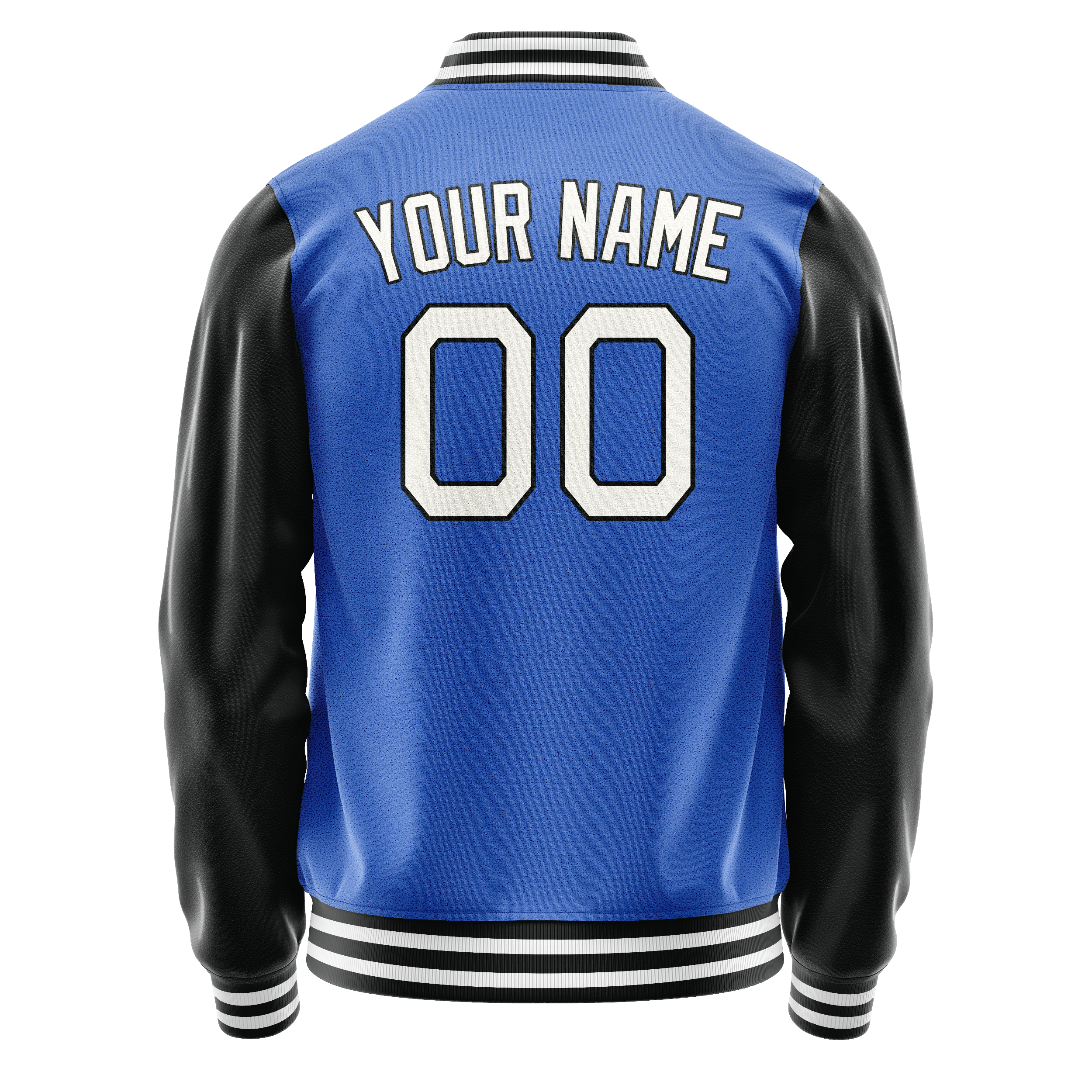 Personalized Sky & Blue White Solid Color Varsity Letterman Jacket
