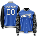 Personalized Sky & Blue White Solid Color Varsity Letterman Jacket