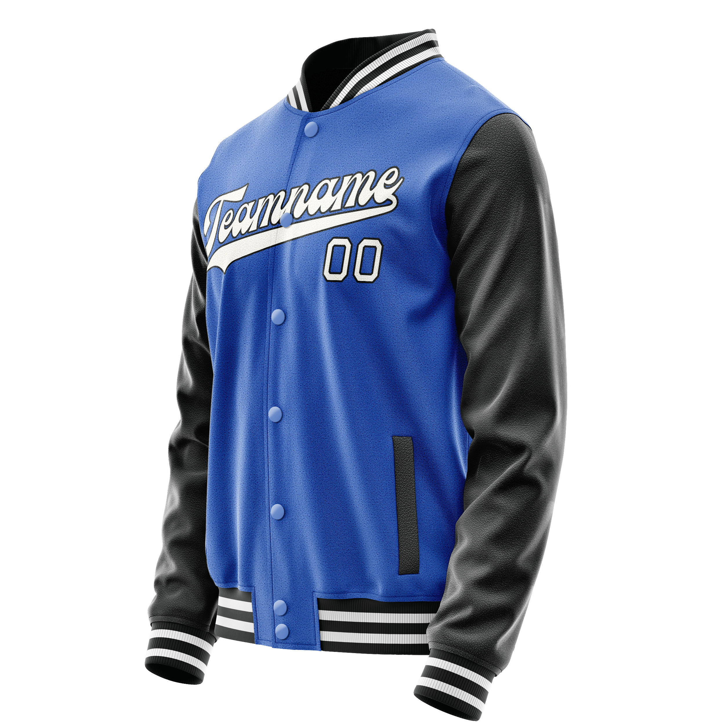 Personalized Sky & Blue White Solid Color Varsity Letterman Jacket