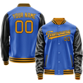 Personalized Sky & Blue Old-Gold Solid Color Varsity Letterman Jacket