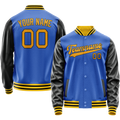 Personalized Sky & Blue Black Solid Color Varsity Letterman Jacket