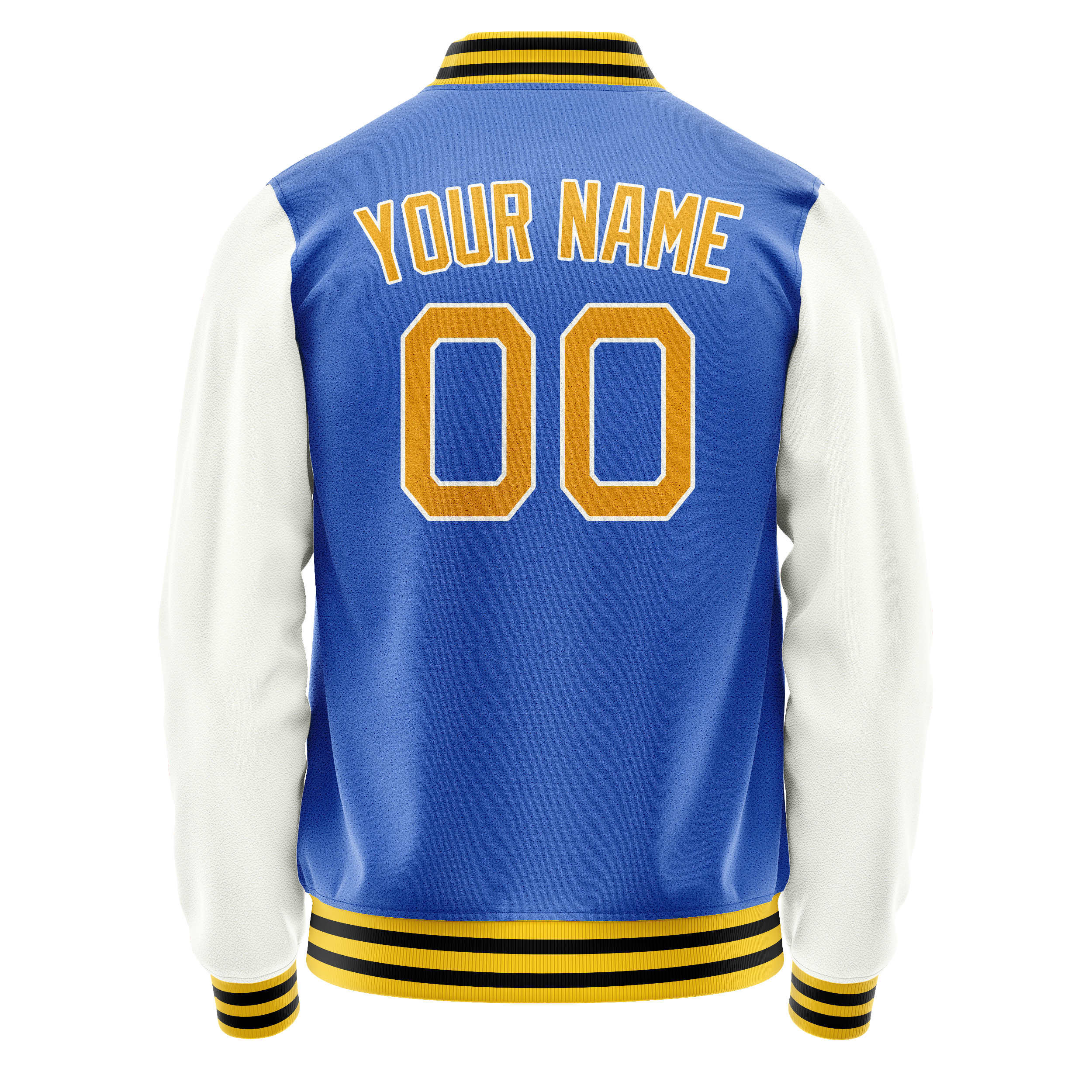 Personalized Sky & Blue White Solid Color Varsity Letterman Jacket