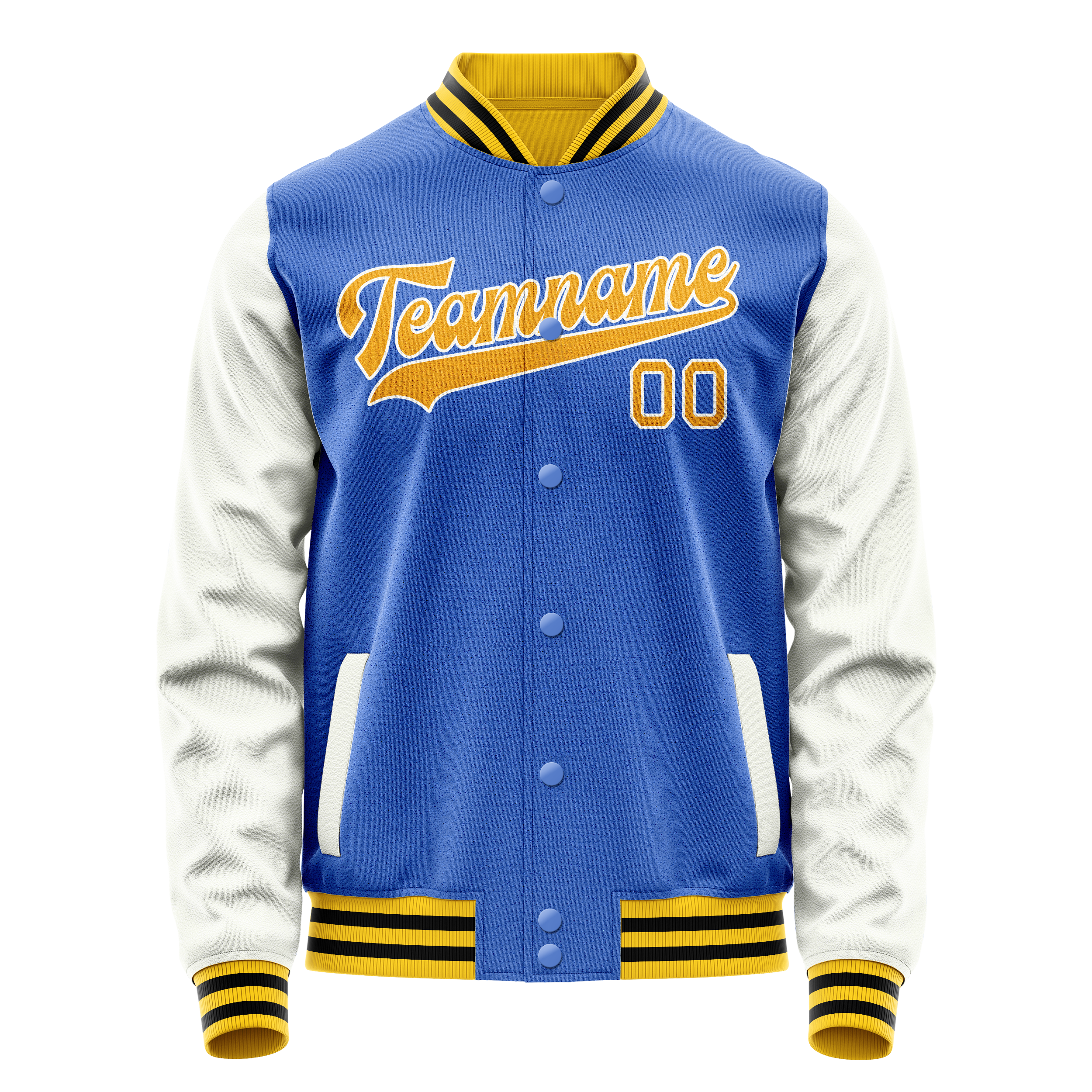 Personalized Sky & Blue White Solid Color Varsity Letterman Jacket