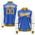 Personalized Sky & Blue White Solid Color Varsity Letterman Jacket