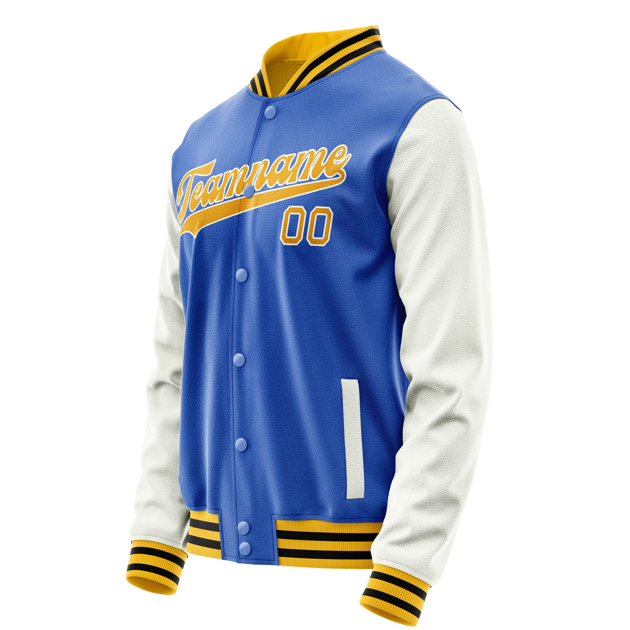 Personalized Sky & Blue White Solid Color Varsity Letterman Jacket