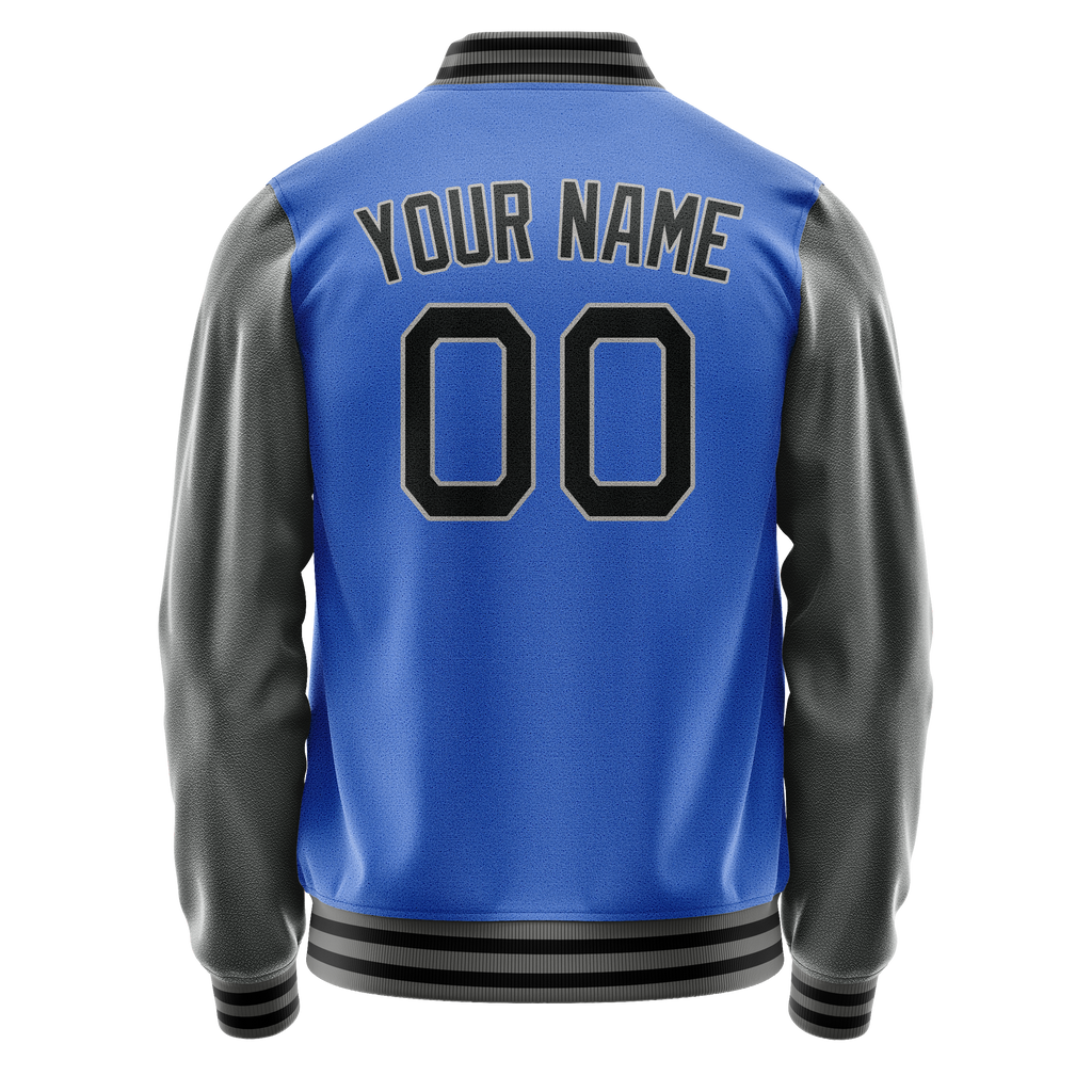 Personalized Sky & Blue Gray Solid Color Varsity Letterman Jacket