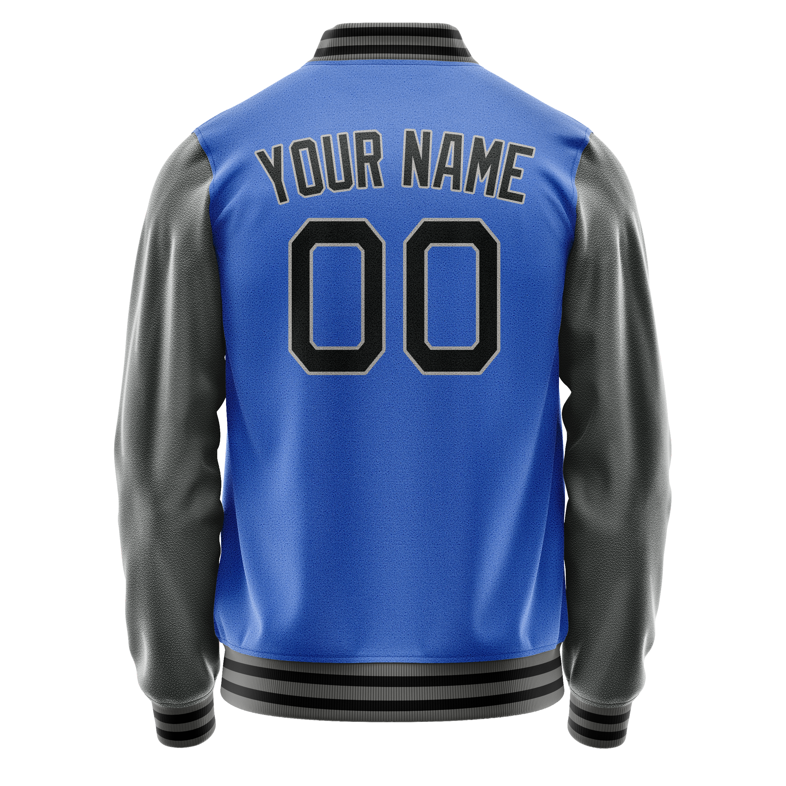 Personalized Sky & Blue Gray Solid Color Varsity Letterman Jacket