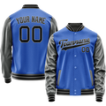 Personalized Sky & Blue Gray Solid Color Varsity Letterman Jacket