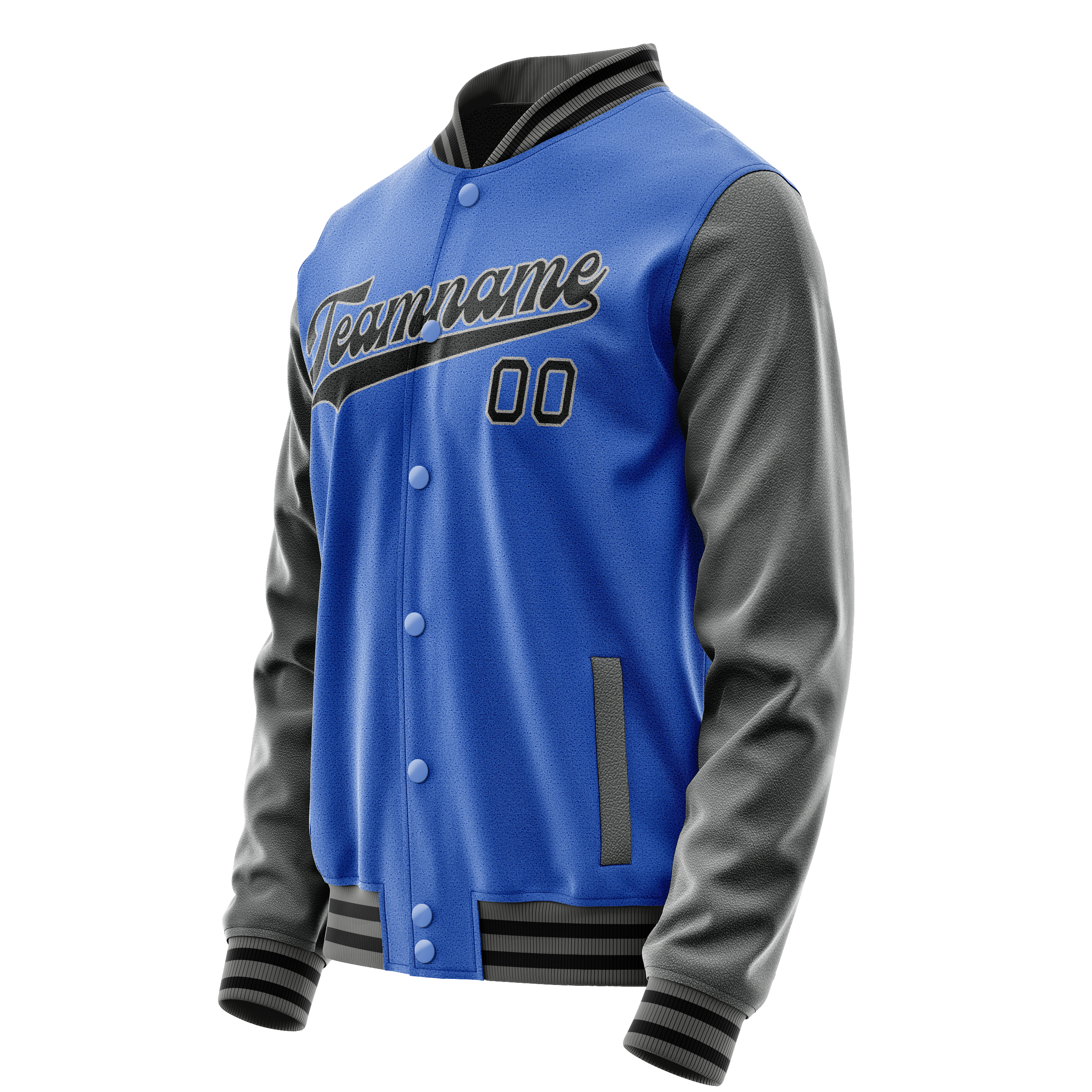 Personalized Sky & Blue Gray Solid Color Varsity Letterman Jacket