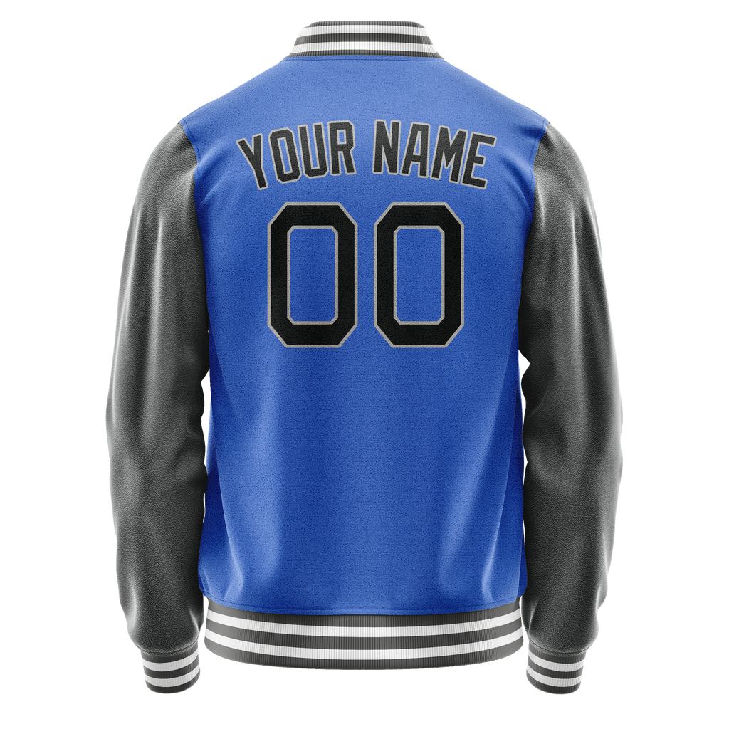 Personalized Sky & Blue Gray Solid Color Varsity Letterman Jacket
