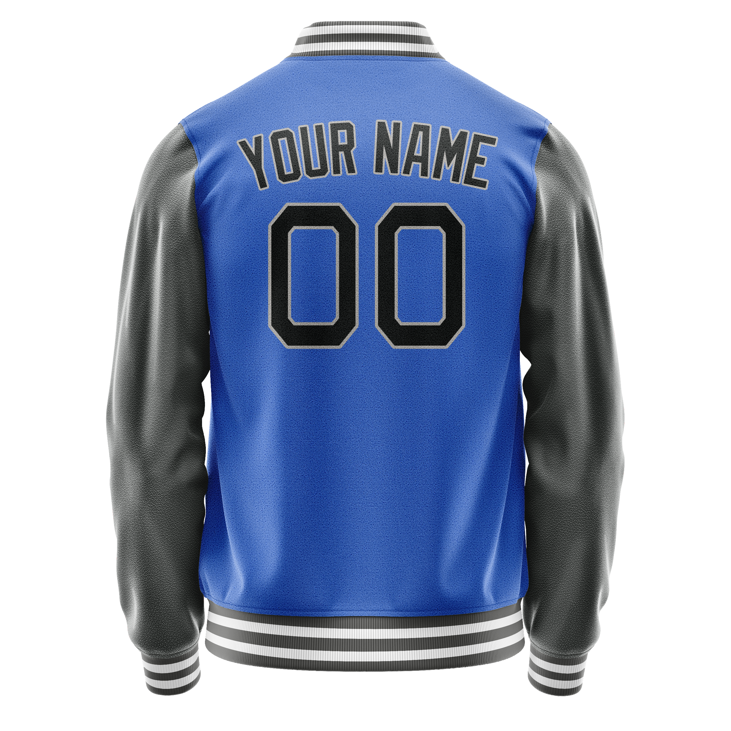 Personalized Sky & Blue Gray Solid Color Varsity Letterman Jacket