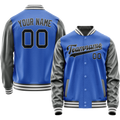 Personalized Sky & Blue Gray Solid Color Varsity Letterman Jacket