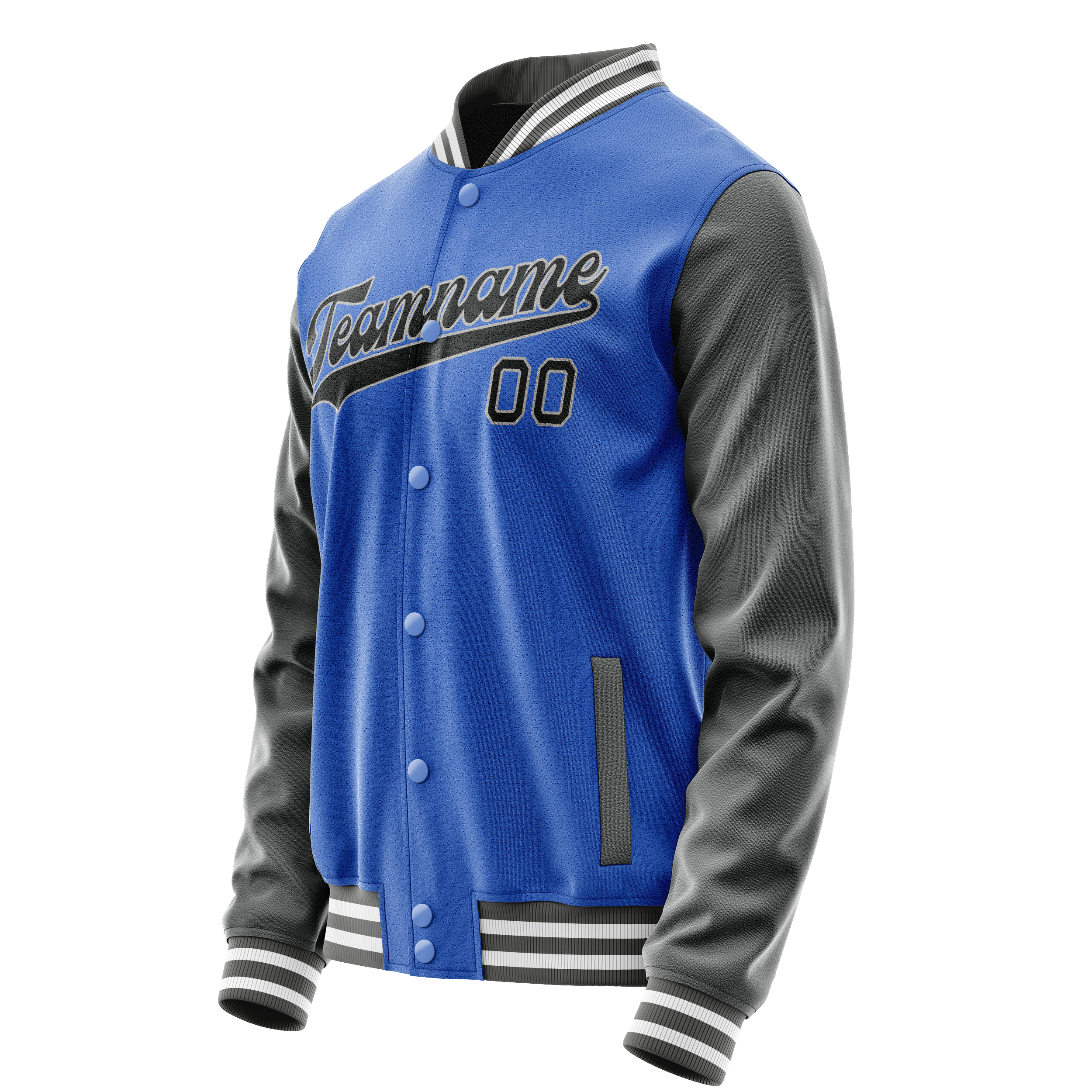 Personalized Sky & Blue Gray Solid Color Varsity Letterman Jacket