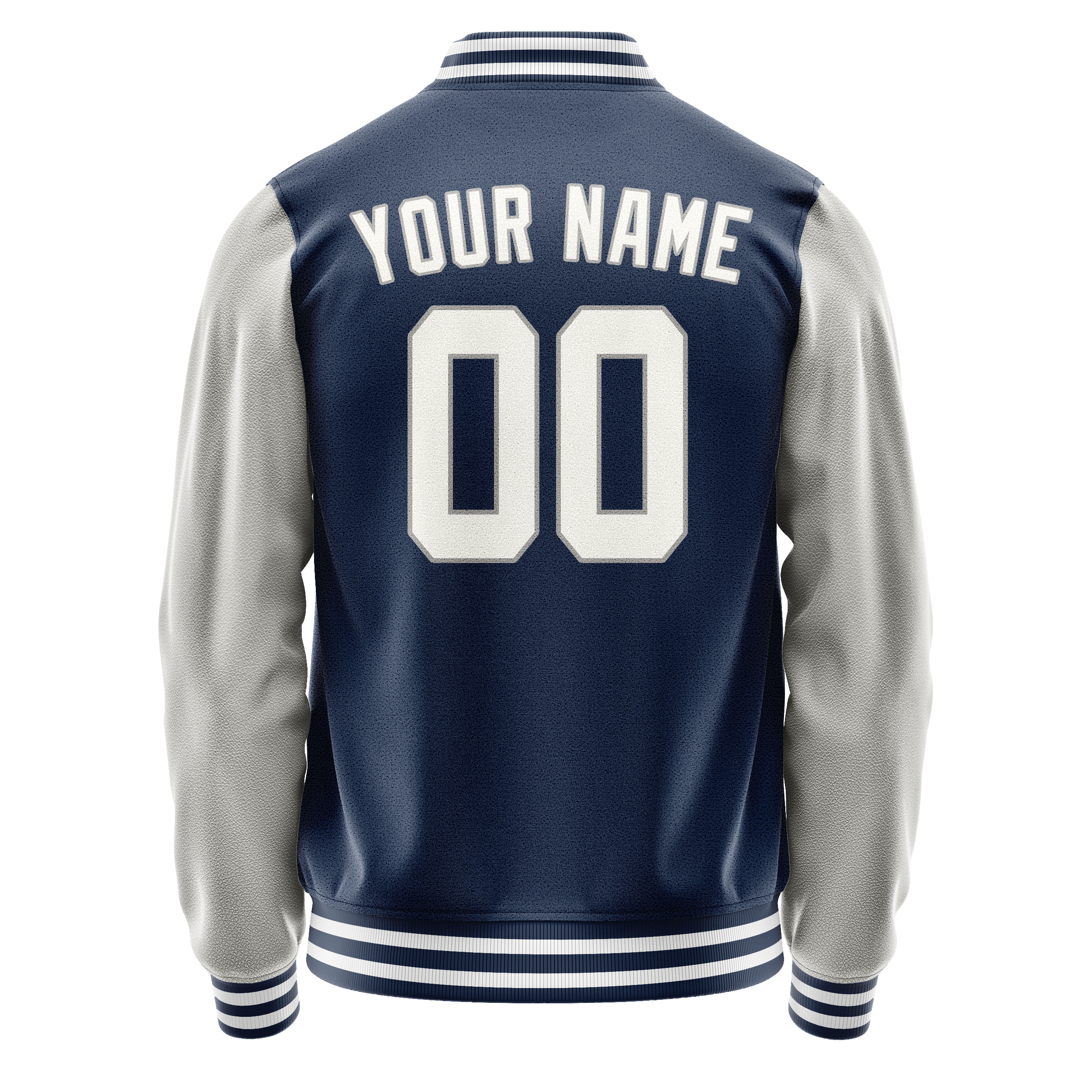 Personalized Blue & Gray Solid Color Varsity Letterman Jacket
