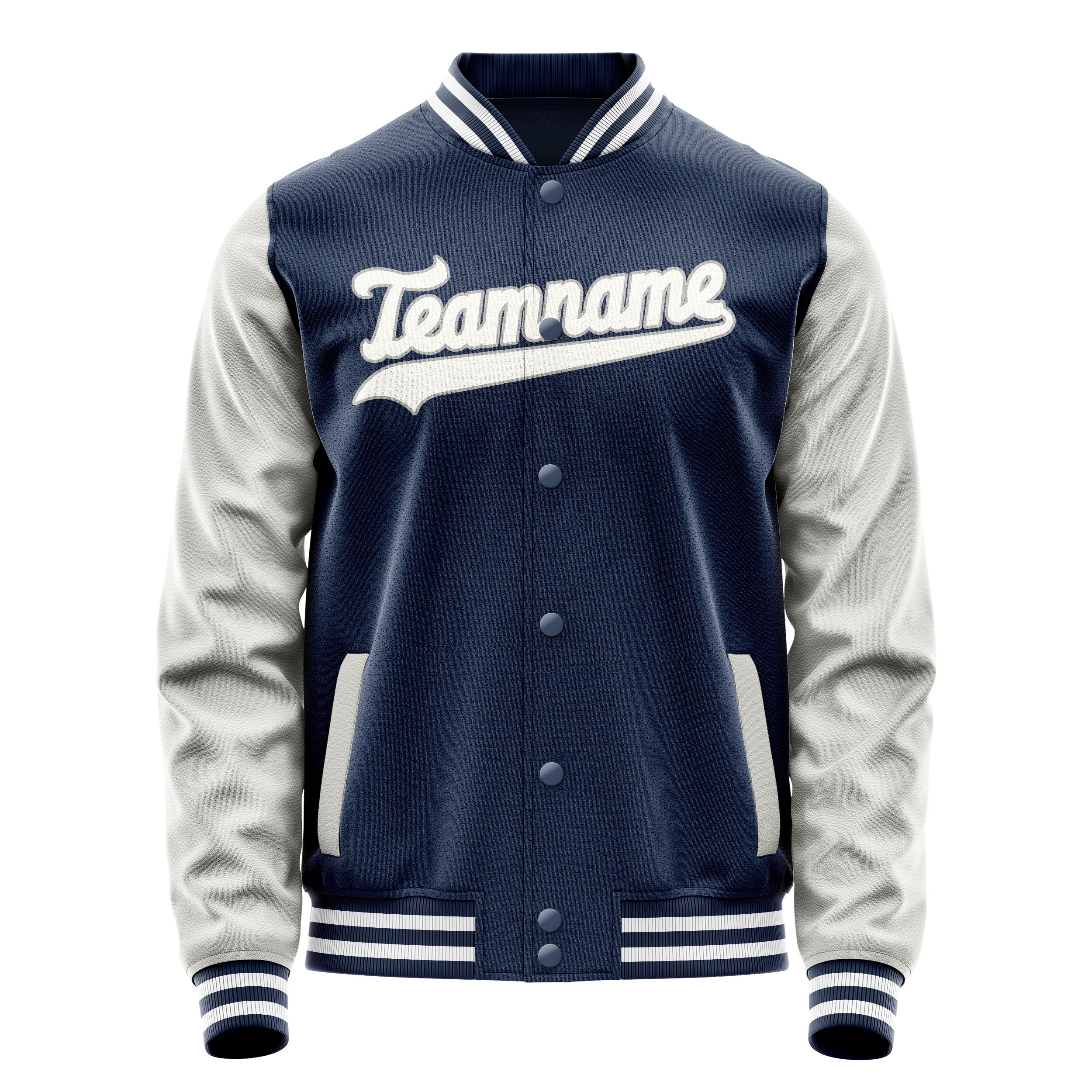 Personalized Blue & Gray Solid Color Varsity Letterman Jacket