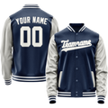 Personalized Blue & Gray Solid Color Varsity Letterman Jacket
