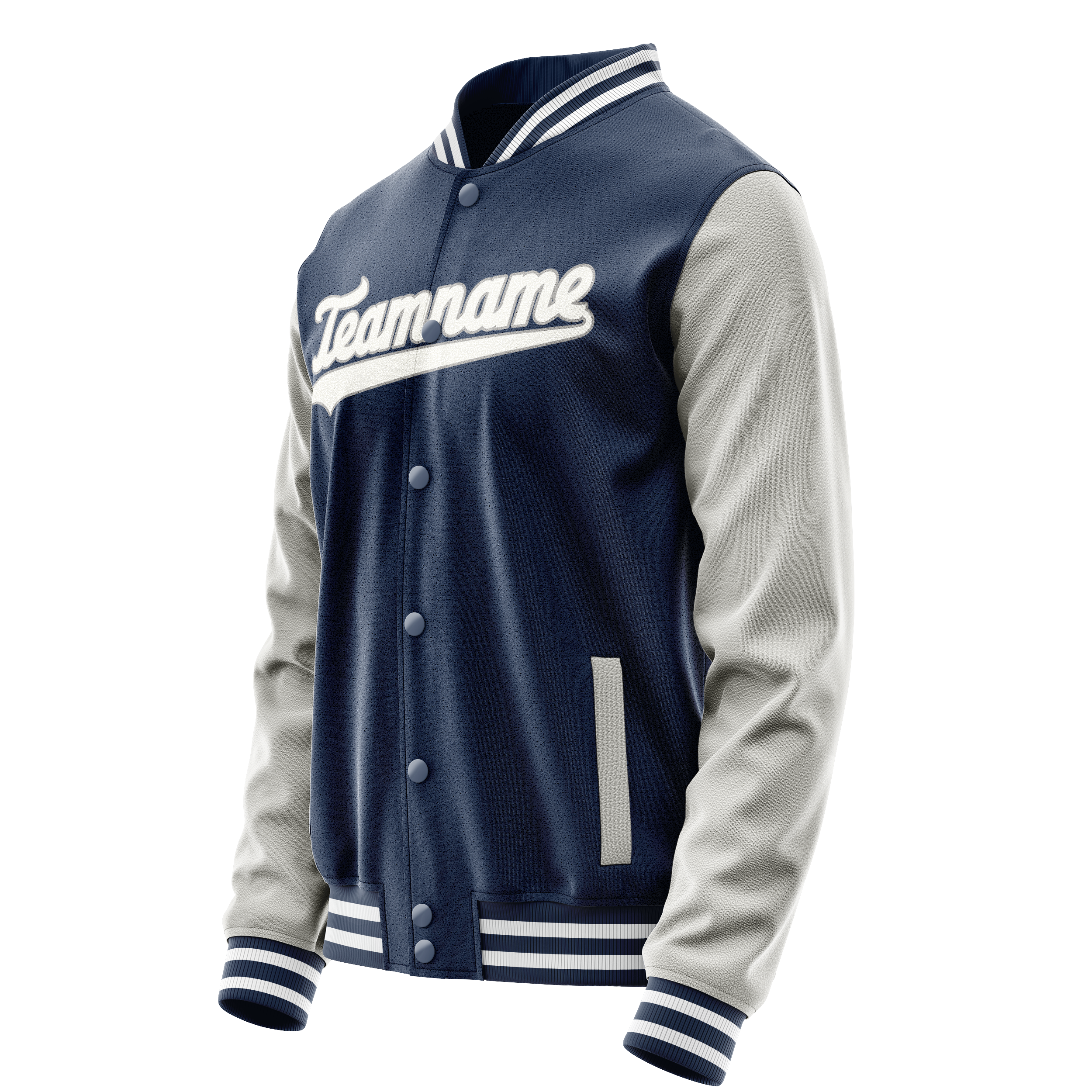 Personalized Blue & Gray Solid Color Varsity Letterman Jacket