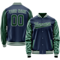 Personalized Blue & Green Solid Color Varsity Letterman Jacket