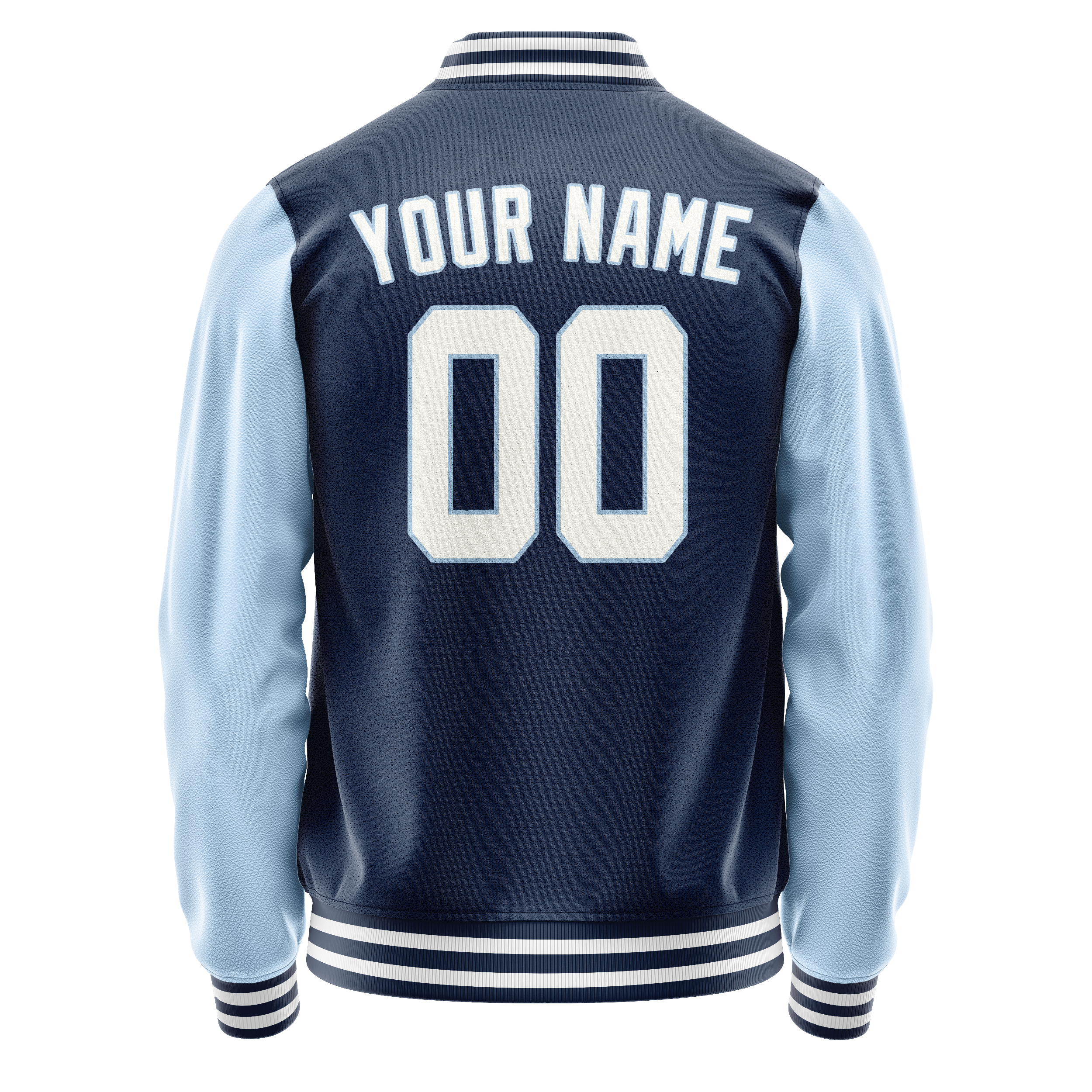 Personalized Blue & Light-Blue Solid Color Varsity Letterman Jacket