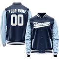 Personalized Blue & Light-Blue Solid Color Varsity Letterman Jacket