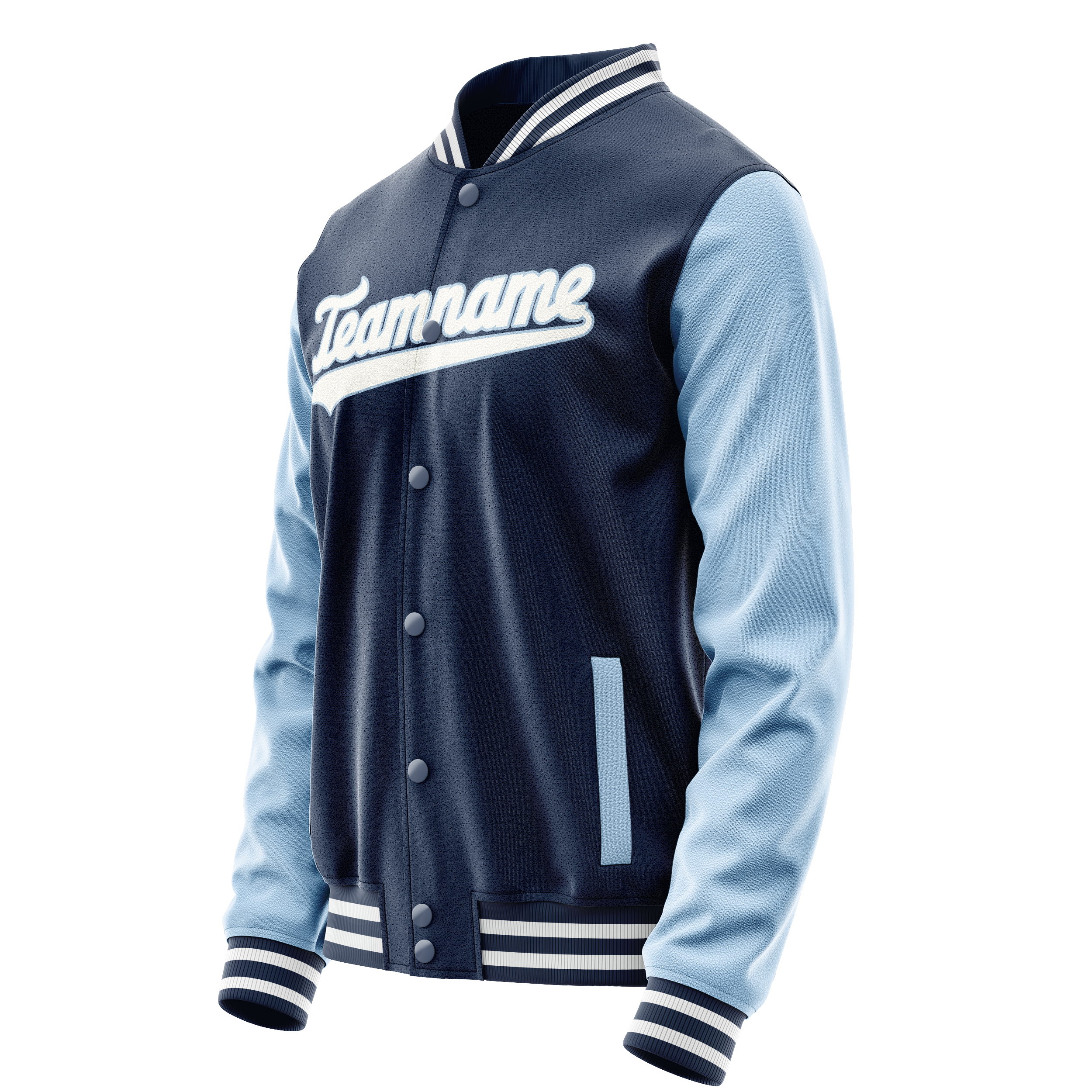 Personalized Blue & Light-Blue Solid Color Varsity Letterman Jacket